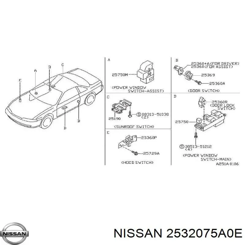 2532075A0E Nissan датчик включення стопсигналу