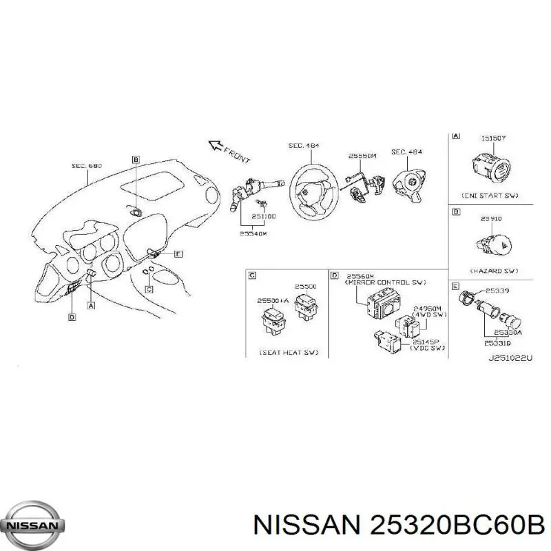 25320BC60B Nissan датчик включення зчеплення