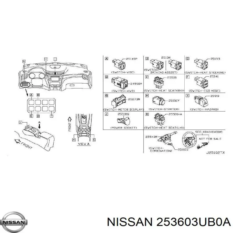 Кінцевик Nissan/Infiniti 253603UB0A ціна, від 2.49 USD