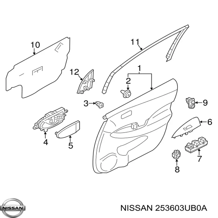 Купити 253603UB0A Nissan/Infiniti Датчик закривання дверей (кінцевий вимикач)