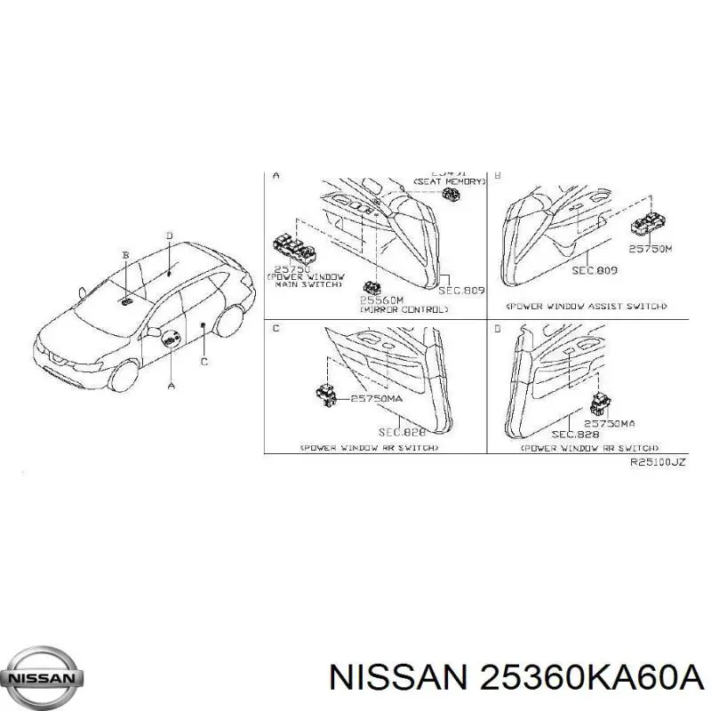 Кінцевик Nissan/Infiniti 25360KA60A ціна, від 2.53 USD