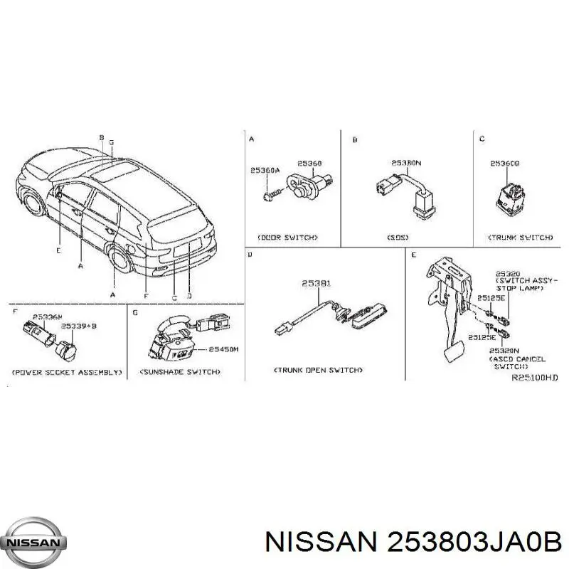  Nissan/Infiniti 253803JA0B ціна, від 14.19 USD