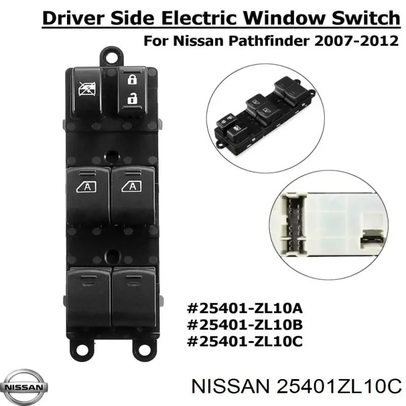Кнопковий блок керування склопідіймачами передній лівий 25401ZL10C Nissan/Infiniti