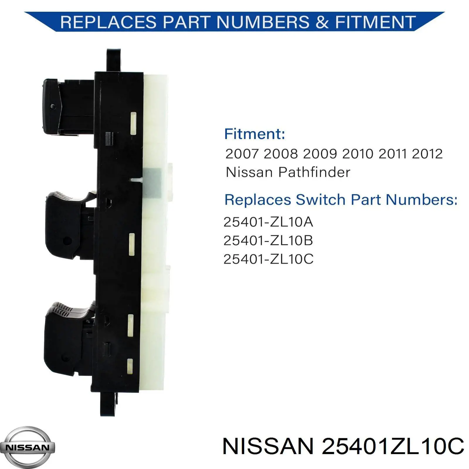 25401ZL10C Nissan/Infiniti Кнопки переднього лівого склопід'ємника