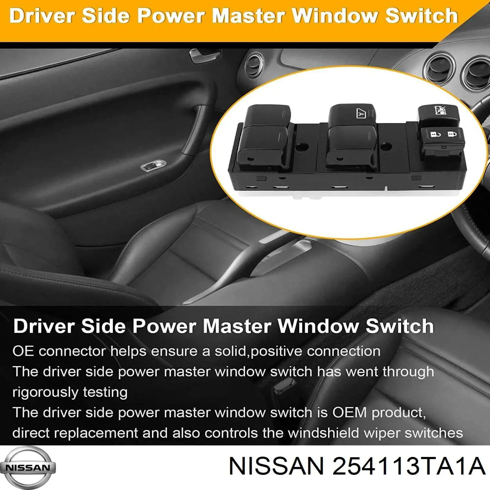 254113TA1A Nissan кнопка вмикання двигуна склопідіймача передня права