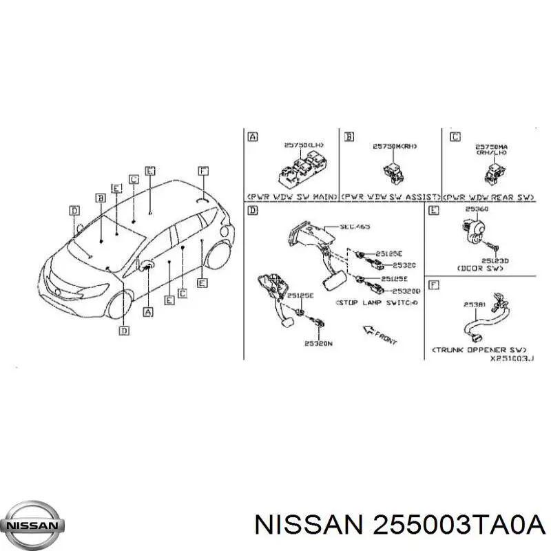 255003TA0A Nissan/Infiniti Кнопка обігріву сидіння