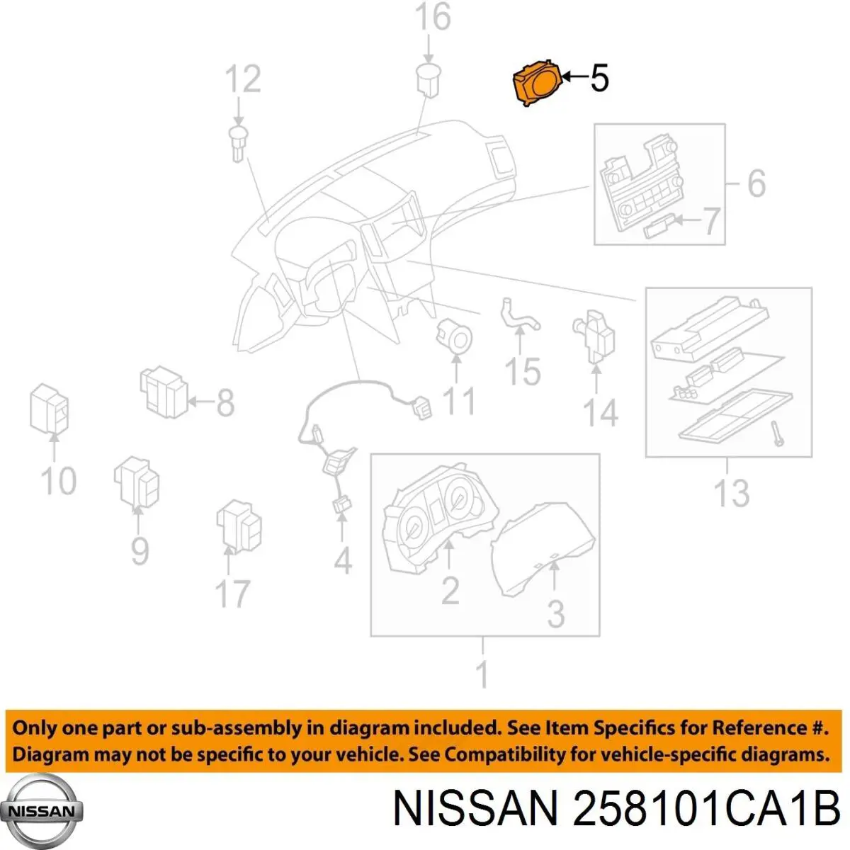 258101CA1B Nissan/Infiniti Годинник салонний