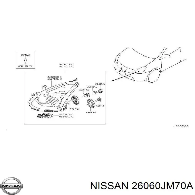 26060JM70A Nissan/Infiniti Фари