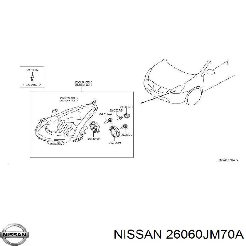 Купити 26060JM70A Nissan/Infiniti Основна фара в зборі ліва