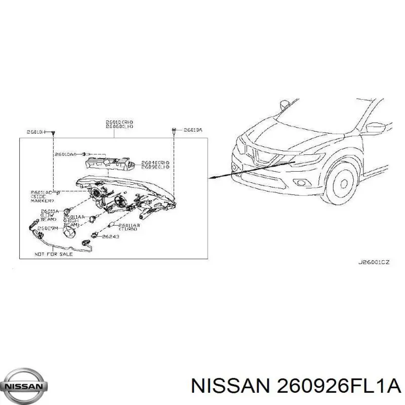 260926FL1A Nissan/Infiniti Кріплення фари передньої, лівої
