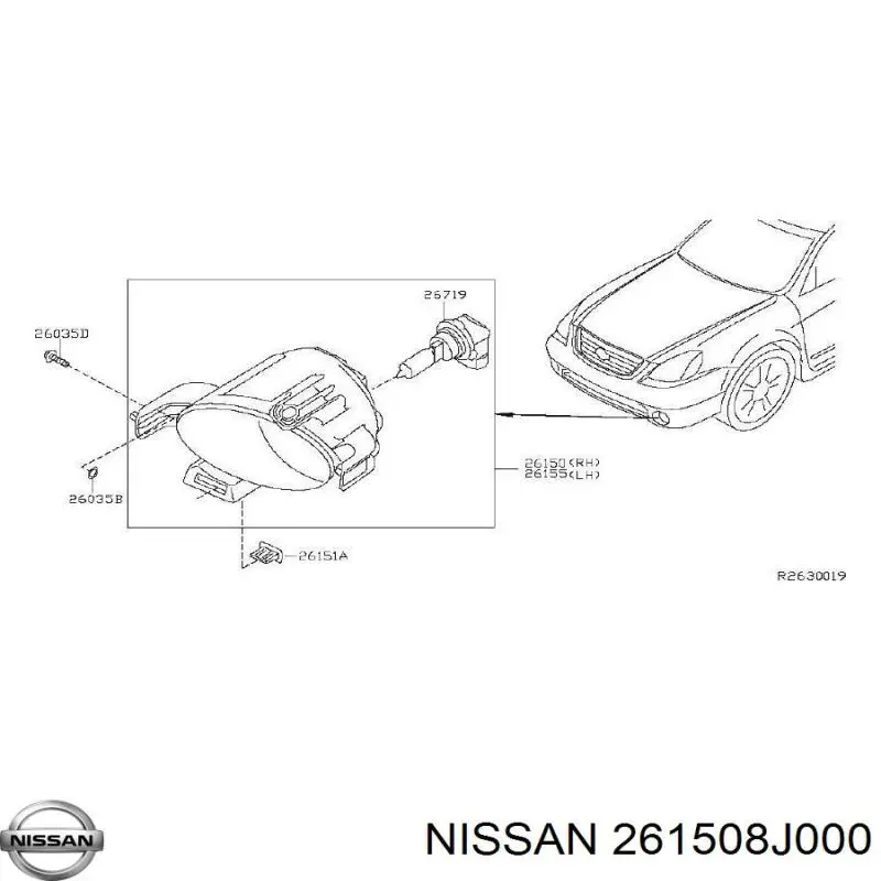 Фара протитуманна, права Nissan Murano (Z50) (Нісан Мурано)