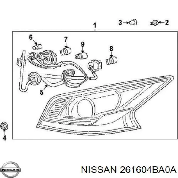 261604BA0A Nissan покажчик повороту дзеркала, правий