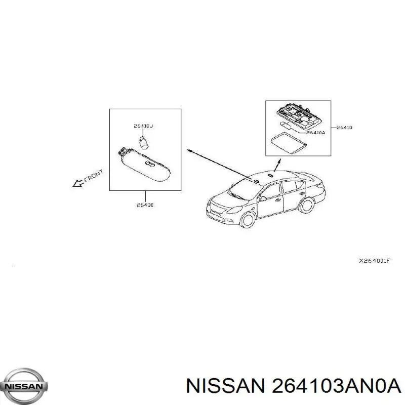 Купити 264103AN0A Nissan/Infiniti Плафон освітлення салона/кабіни, задній