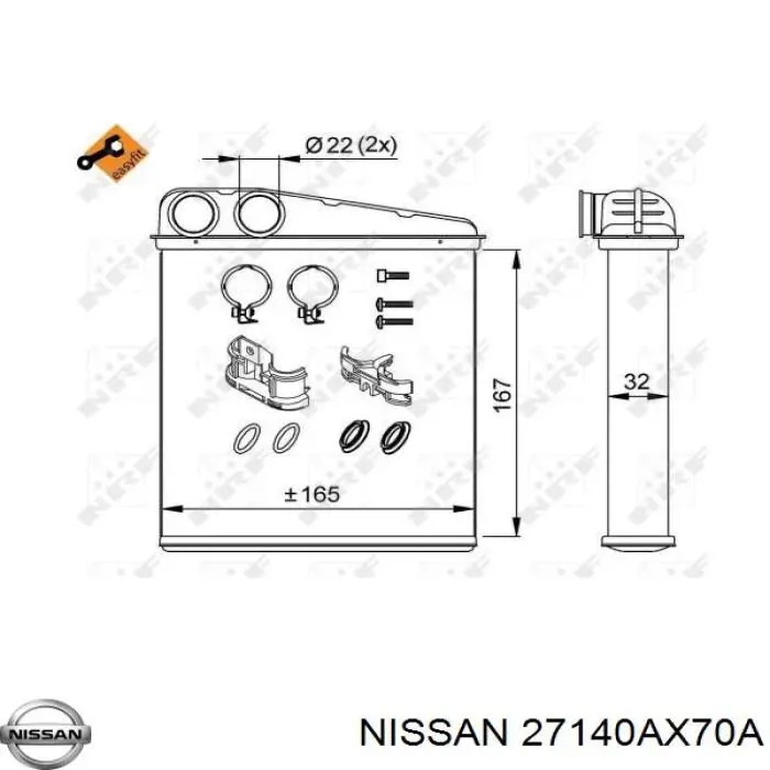 Радиатор печки салона передний на Nissan Note E11