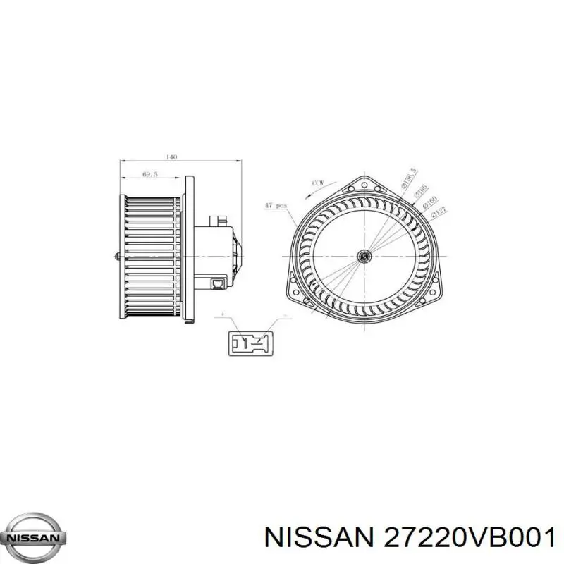 27220VB001 Nissan двигун вентилятора пічки (обігрівача салону)