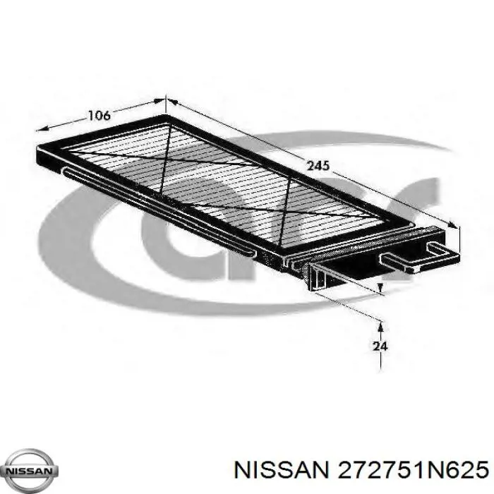 Фільтр повітряний обігрівача Nissan/Infiniti 272751N625 ціна, від 7.32 USD