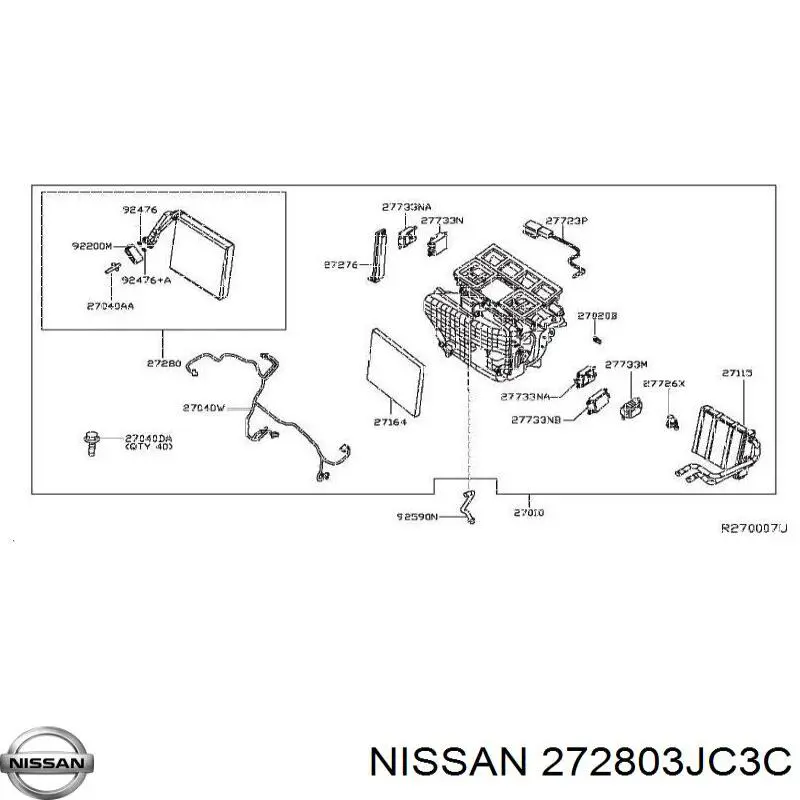 Випаровувач кондиціонера Nissan/Infiniti 272803JC3C ціна, від 44.34 USD
