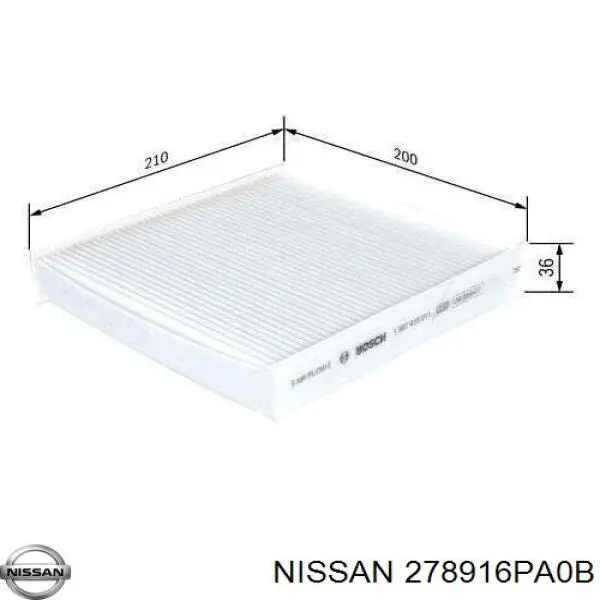 Фільтр повітряний обігрівача Nissan/Infiniti 278916PA0B ціна, від 4.50 USD