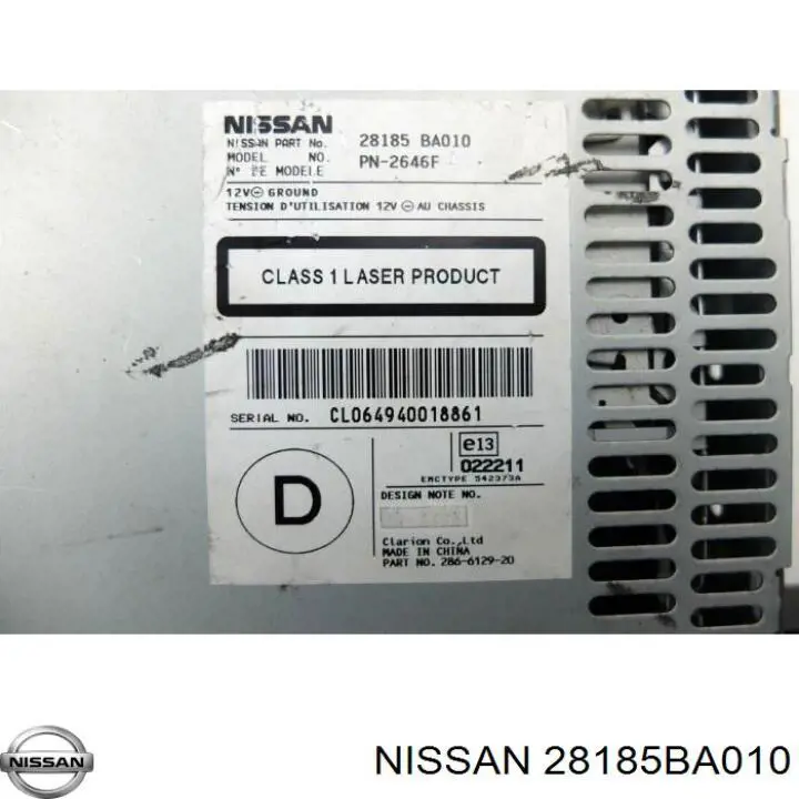 28185BA010 Nissan/Infiniti Магнітола (радіо AM/FM)