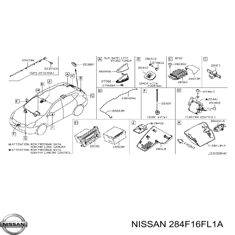 Камера системи забезпечення видимості 284F16FL1A Nissan