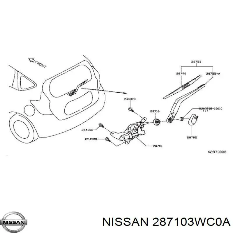 287103WC0A Nissan/Infiniti Моторчик заднього двірника