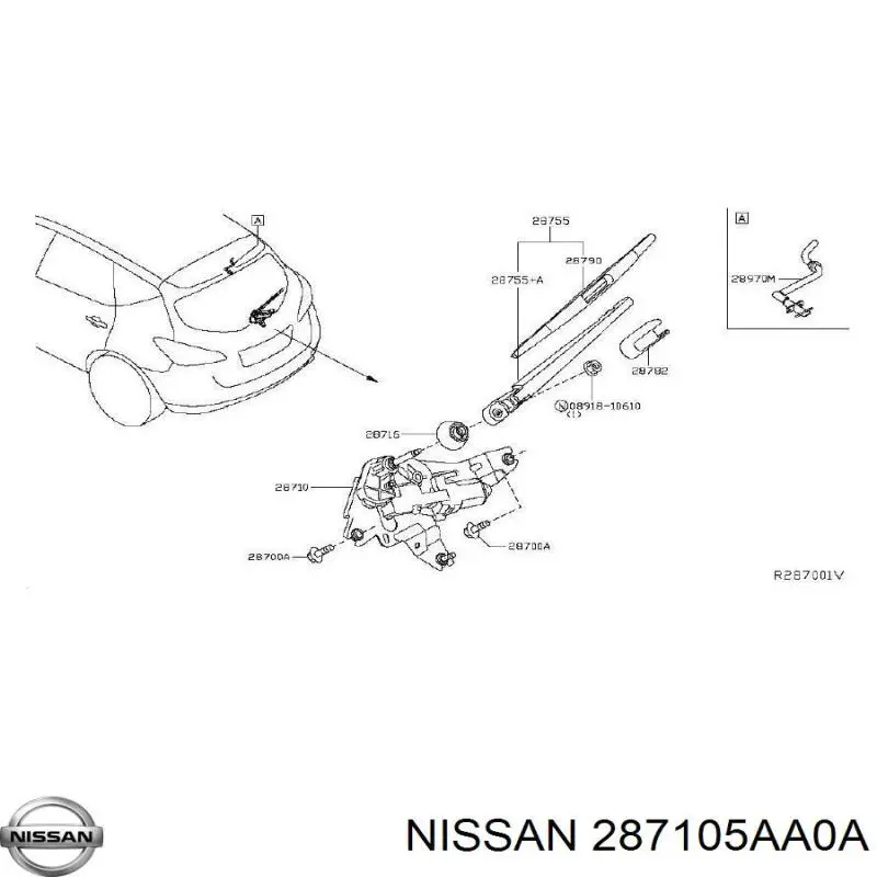 287105AA0A Nissan/Infiniti Моторчик заднього двірника