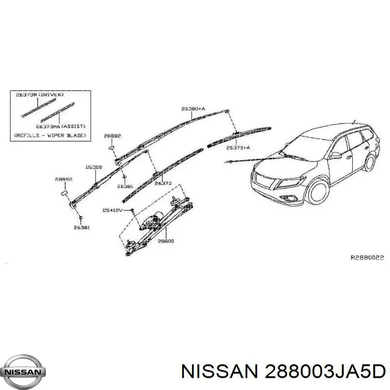 Трапеція щіток лобового скла Nissan/Infiniti 288003JA4D ціна, від 17.72 USD
