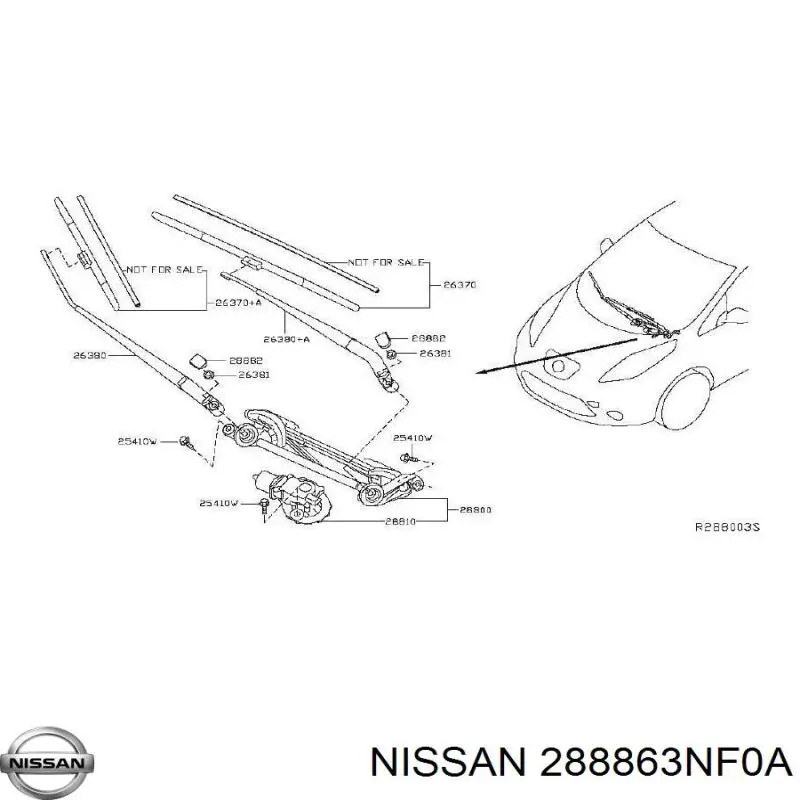 Ричаг склоочисника Nissan/Infiniti 288863NF0A ціна, від 5.45 USD