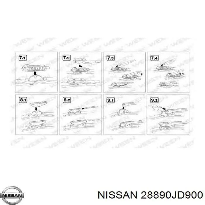 Щітка-двірник лобового скла, пасажирська Nissan/Infiniti B88909009AVA ціна, від 7.04 USD