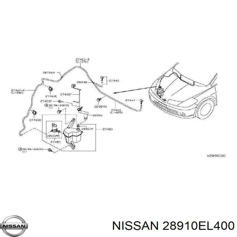 28910EL400 Nissan бачок омивача скла