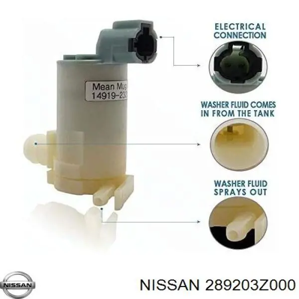 289203Z000 Nissan насос-двигун омивача скла, переднього