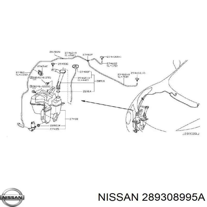 289308995A Nissan/Infiniti Сопло склоомивача вітрового скла