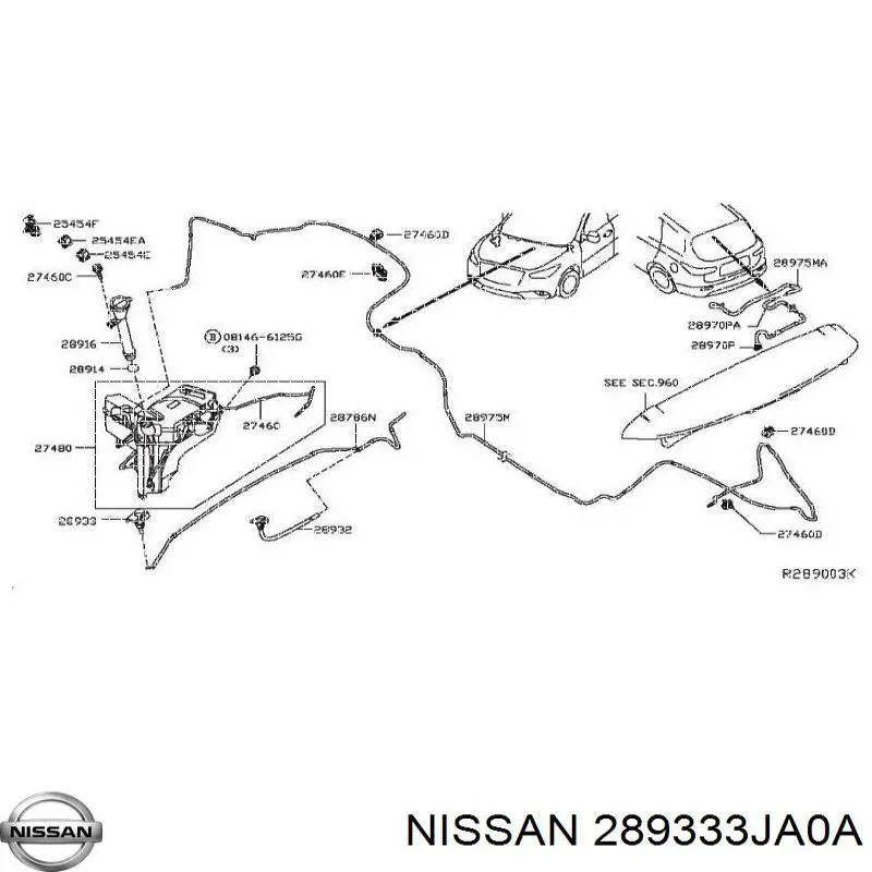289333JA0A Nissan/Infiniti Форсунка омивача скла лобового, ліва