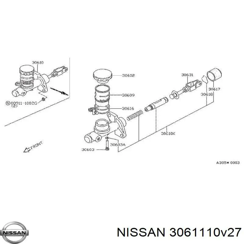 Ремкомплект головного циліндра зчеплення 3061110V27 Nissan/Infiniti