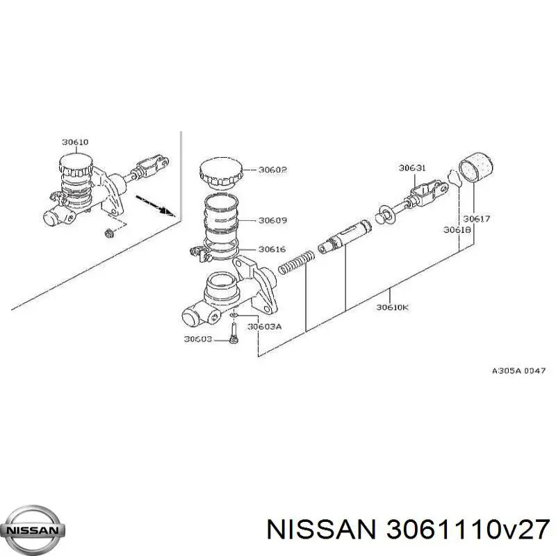 Ремкомплект головного циліндру зчеплення 3061110V27 Nissan