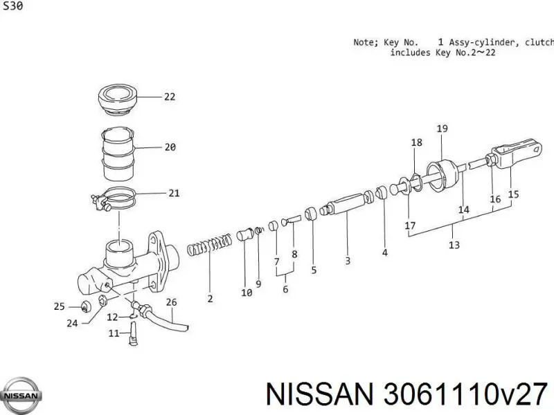 3061110V27 Nissan/Infiniti Ремкомплект головного циліндру зчеплення