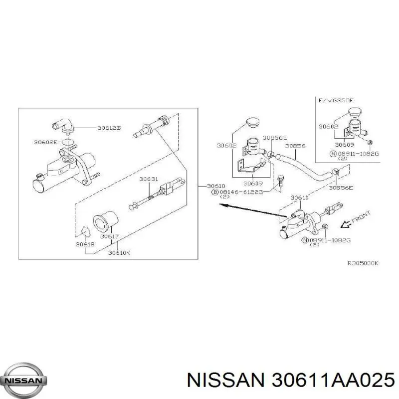 Ремкомплект головного циліндру зчеплення Nissan/Infiniti 30611AA025 ціна, від 7.60 USD