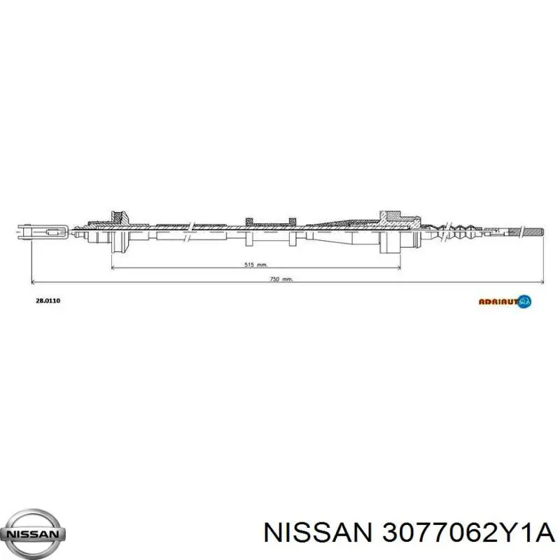 Трос зчеплення Nissan/Infiniti 3077062Y1A ціна, від 14.37 USD