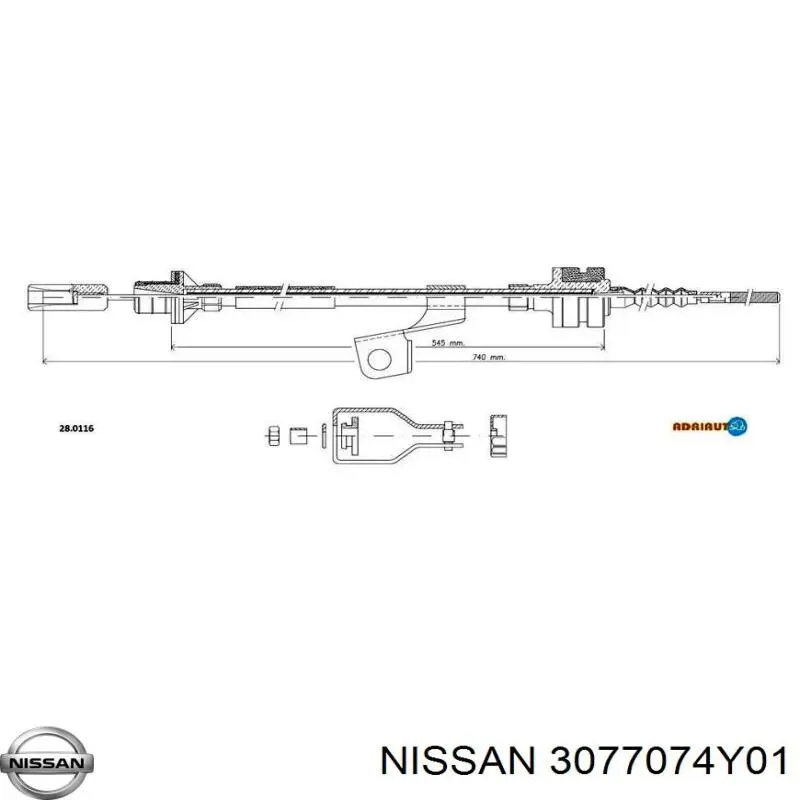 Трос зчеплення Nissan/Infiniti 3077074Y01 ціна, від 9.99 USD