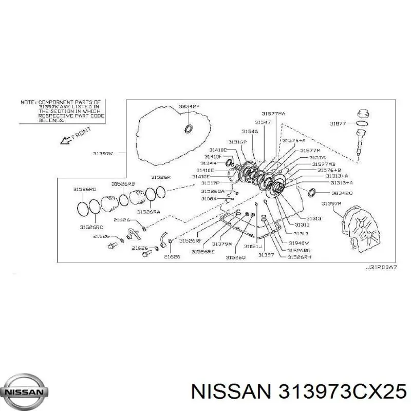 Ремкомплект АКПП Nissan/Infiniti 313973CX25 ціна, від 886.63 USD