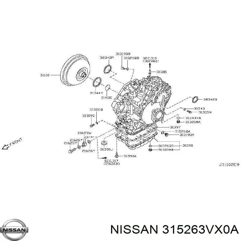 Кільце ущільнювача фільтра АКПП Renault (RVI) 315263VX0A ціна, від 4.14 USD