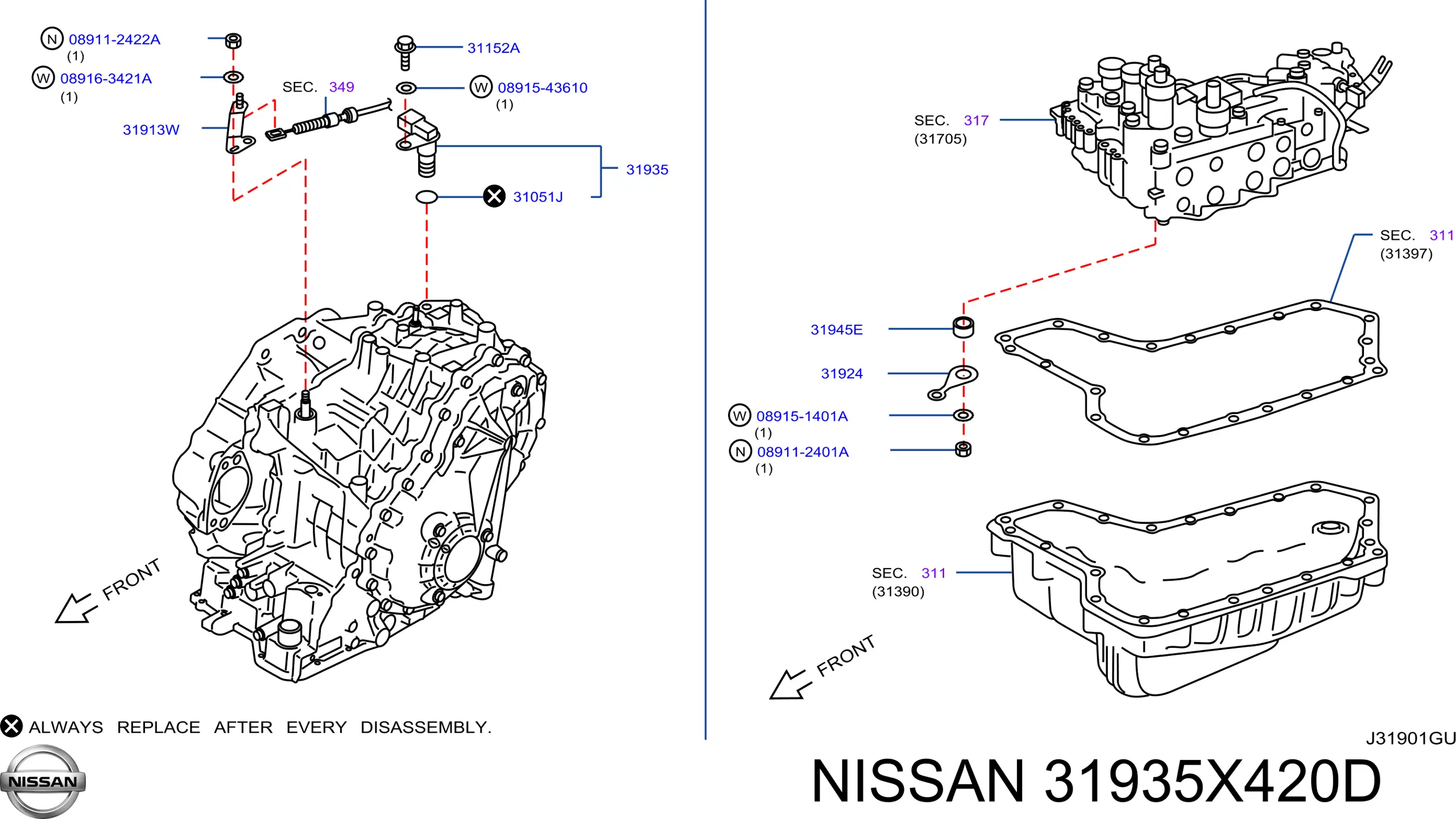 Купити 31935X420D Nissan/Infiniti Датчик швидкості обертання валу АКПП