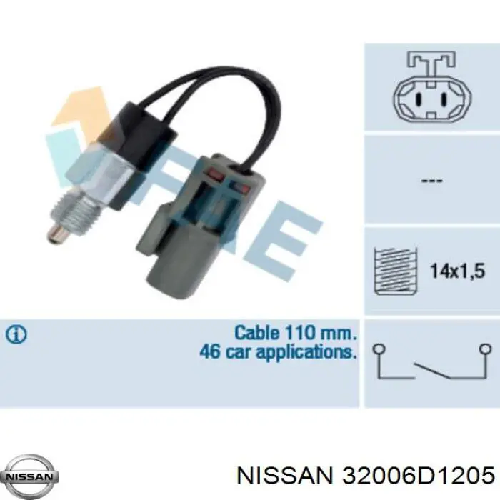 32006D1205 Nissan датчик включення ліхтарів заднього ходу