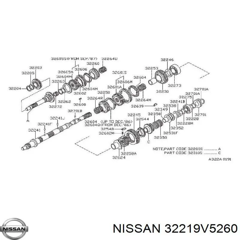 3221986W00 Nissan підшипник кпп