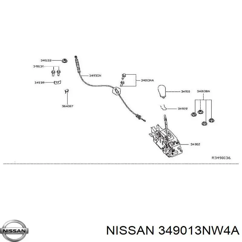 Купити 349013NW4A Nissan/Infiniti Привід управління механізмом перемикання передач