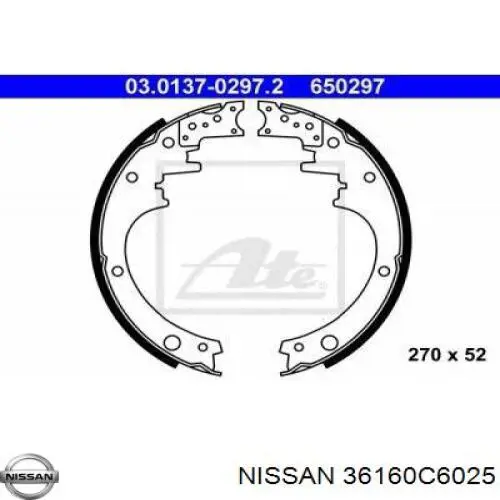 36160C6025 Nissan колодки ручника/стоянкового гальма