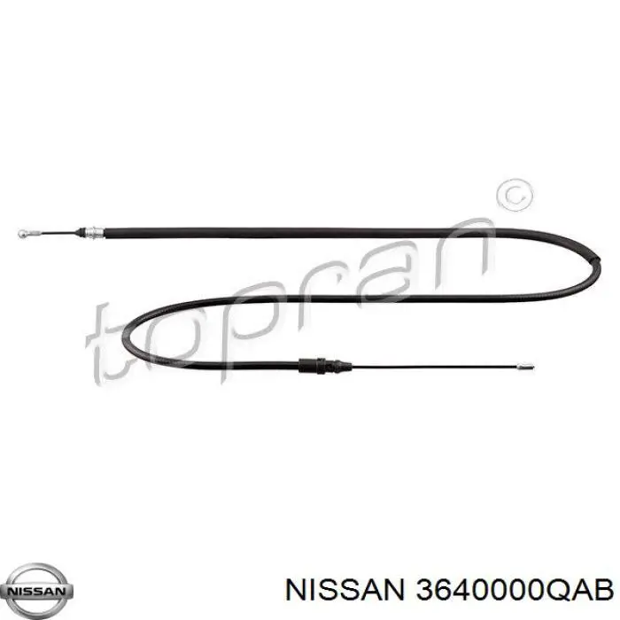 3640000QAB Nissan/Infiniti Трос ручного гальма задній, правий/лівий
