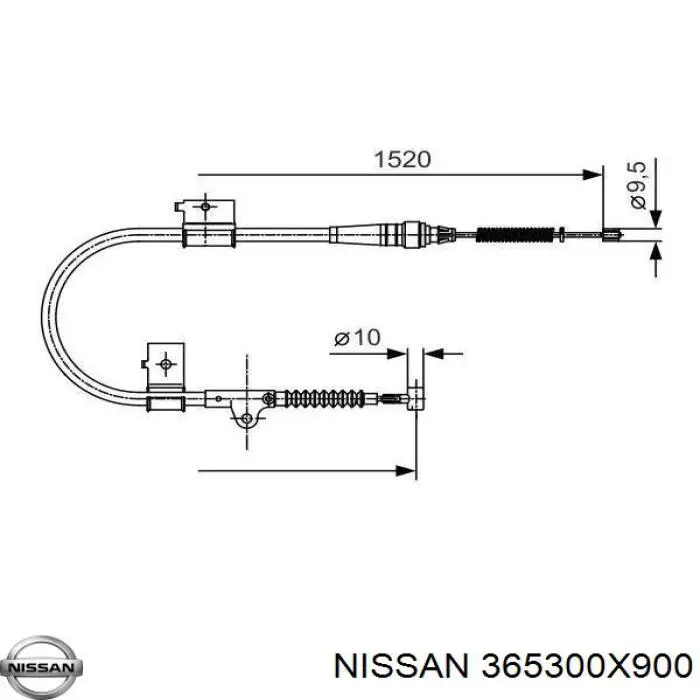 Трос стоянкового гальма задній правий Nissan/Infiniti 365300X900 ціна, від 23.47 USD