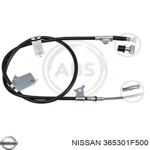 365301F500 Nissan/Infiniti Трос ручного гальма задній, правий