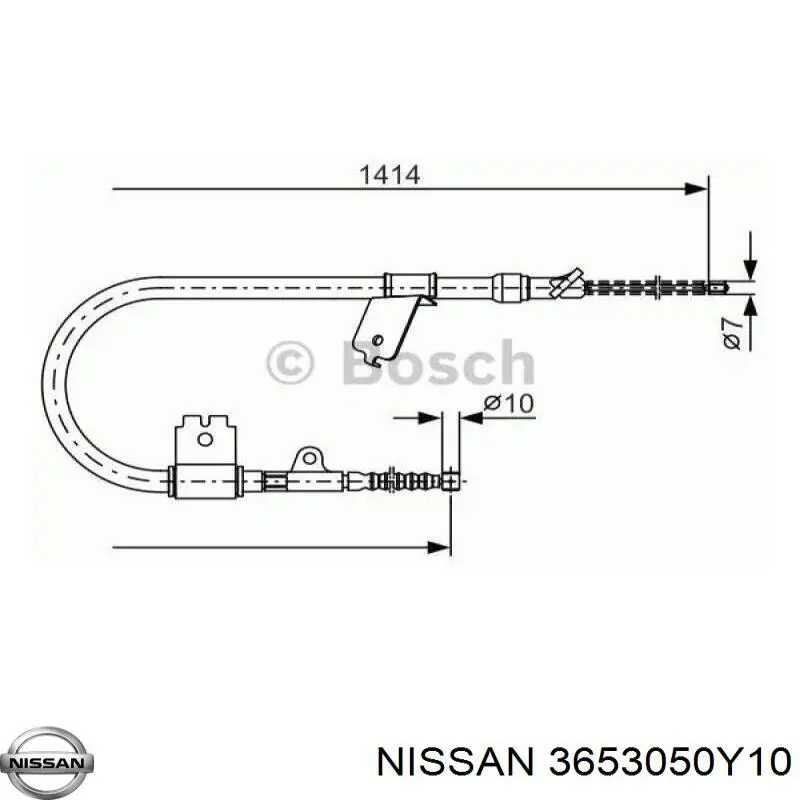 Трос ручного гальма задній, правий Nissan Sunny 3 (N14) (Нісан Санні)